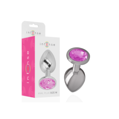 INTENSE - PLUG ANALE IN METALLO ALLUMINIO CON CRISTALLO ROSA TAGLIA M