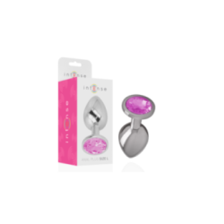 INTENSE - PLUG ANALE IN METALLO ALLUMINIO CON CRISTALLO ROSA MISURA L