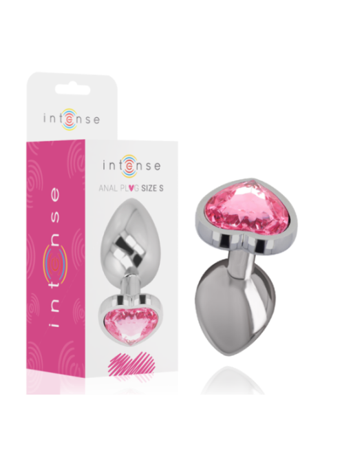 INTENSE - PLUG ANALE IN METALLO ALLUMINIO CUORE ROSA TAGLIA S