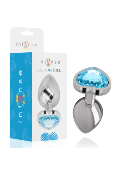 INTENSE - PLUG ANALE IN METALLO ALLUMINIO CUORE BLU TAGLIA L
