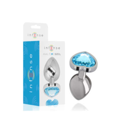 INTENSE - PLUG ANALE IN METALLO ALLUMINIO CUORE BLU TAGLIA L