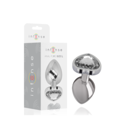 INTENSE - PLUG ANALE METALLO ALLUMINIO BIANCO CUORE TAGLIA L