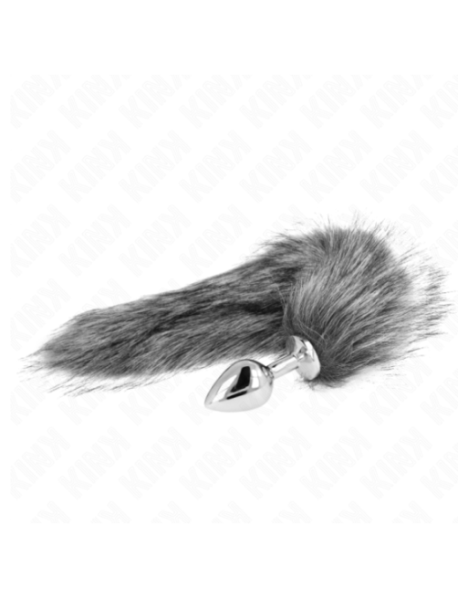 KINK - PLUG ANALE MISURA M 8 X 3,5 CM CON CODA SINTETICA 40 CM GRIGIO