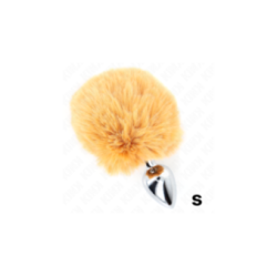 KINK - SPINA IN ACCIAIO INOSSIDABILE 7 x 3 CM CON CODA DI CONIGLIO IN ECOPELLICCIA BEIGE 8 CM