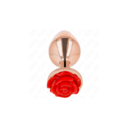 KINK - PLUG ANALE IN ORO ROSA CON ROSA ROSSA L