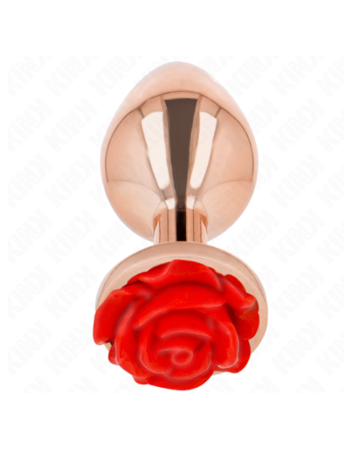 KINK - PLUG ANALE IN ORO ROSA CON ROSA ROSSA L