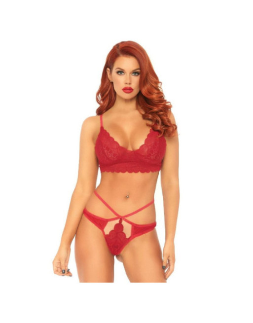 LEG AVENUE - SET 2 PEZZI BRALETTE E PERIZOMA IN PIZZO M/L