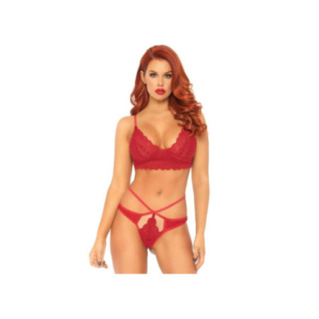 LEG AVENUE - SET 2 PEZZI BRALETTE E PERIZOMA IN PIZZO M/L