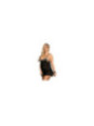 SUBBLIME - BABYDOLL NERO BEIGE LACCI FLOREALI S / M