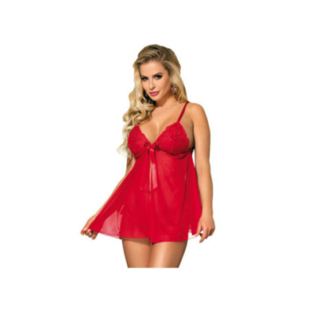SUBBLIME - BABYDOLL CON FIOCCO E LACCI FLOREALI ROSSO S / M