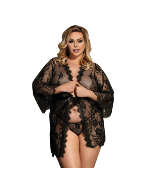SUBBLIME - QUEEN PLUS LACE PEIGNOIR MANICHE SVASATE