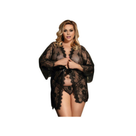 SUBBLIME - QUEEN PLUS LACE PEIGNOIR MANICHE SVASATE