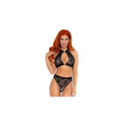 LEG AVENUE - SET DUE PEZZI TOP E SLIP NERO M/L