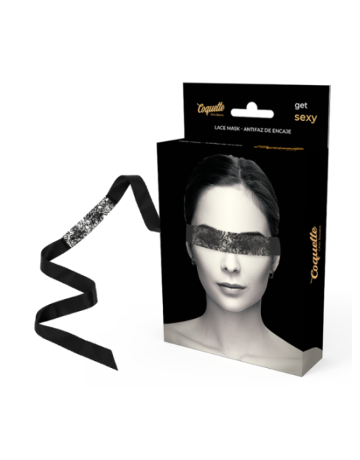 COQUETTE CHIC DESIRE - MASCHERA IN PIZZO NERO CON NASTRO