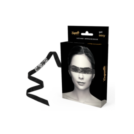 COQUETTE CHIC DESIRE - MASCHERA IN PIZZO NERO CON NASTRO