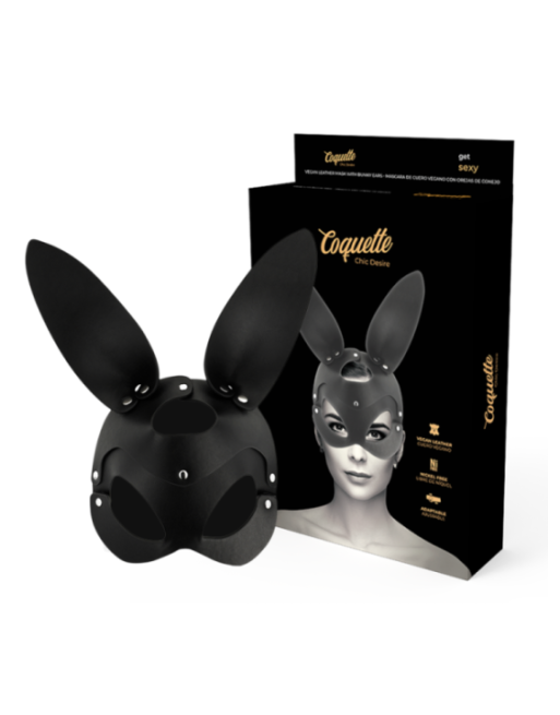 COQUETTE CHIC DESIRE - MASCHERA VEGANA IN PELLE CON ORECCHIE DI CONIGLIO