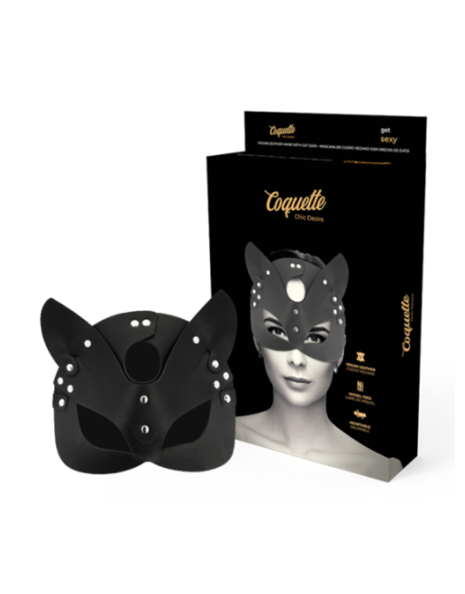 COQUETTE CHIC DESIRE - MASCHERA VEGANA IN PELLE CON ORECCHIE DI GATTO