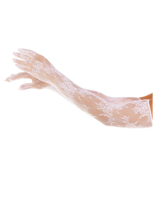 LEG AVENUE - GUANTI FLOREALI ROSSI BIANCHI