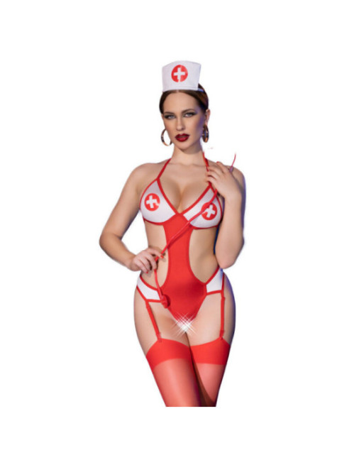 CHILIROSE - CR 4631 SET BODY INFERMIERA SENZA CAVALLETTO ROSSO L/XL