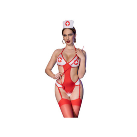 CHILIROSE - CR 4631 SET BODY INFERMIERA SENZA CAVALLETTO ROSSO L/XL
