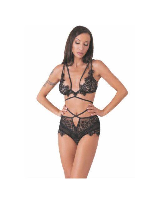 LIVCO CORSETTI FASHION - DREZNA LC 90733 REGGISENO + SLIP NERO