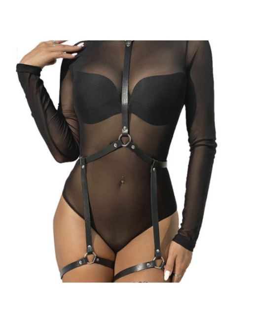 SUBBLIME - PETTORINA IN CUOIO NERA TAGLIA UNICA