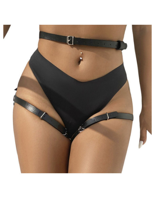 SUBBLIME - PETTORINA IN VITA E GAMBE IN PELLE NERA TAGLIA UNICA