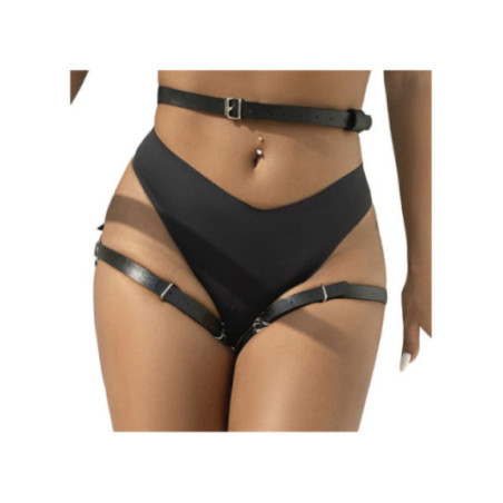 SUBBLIME - PETTORINA IN VITA E GAMBE IN PELLE NERA TAGLIA UNICA