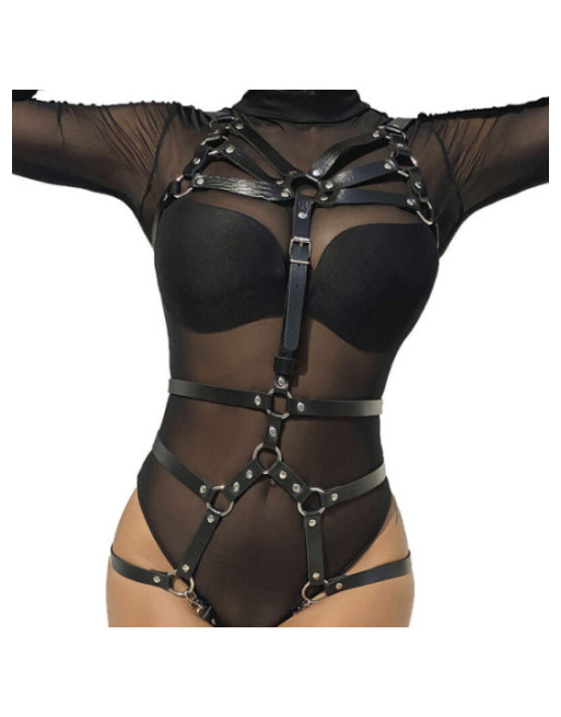 SUBBLIME - PETTORINA CINGHIE REGOLABILI IN PELLE NERO TAGLIA UNICA