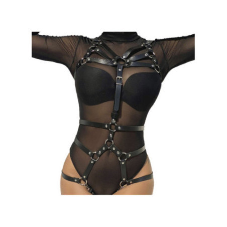 SUBBLIME - PETTORINA CINGHIE REGOLABILI IN PELLE NERO TAGLIA UNICA