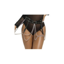 SUBBLIME - ANELLO IN PELLE CATENA ??CINTURA NERA TAGLIA UNICA