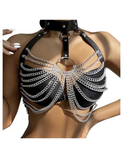 SUBBLIME - PETTORINA CON CATENE AD ANELLI GRANDI TAGLIA UNICA