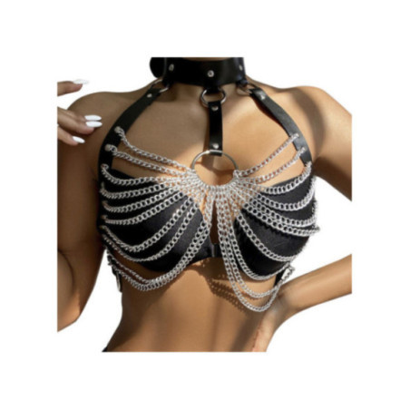 SUBBLIME - PETTORINA CON CATENE AD ANELLI GRANDI TAGLIA UNICA