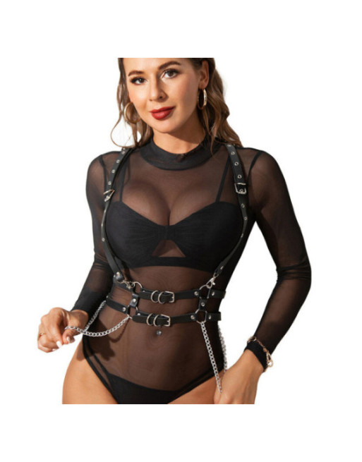 SUBBLIME - PETTORINA CON CINGHIE E CATENA DETTAGLI TAGLIA UNICA