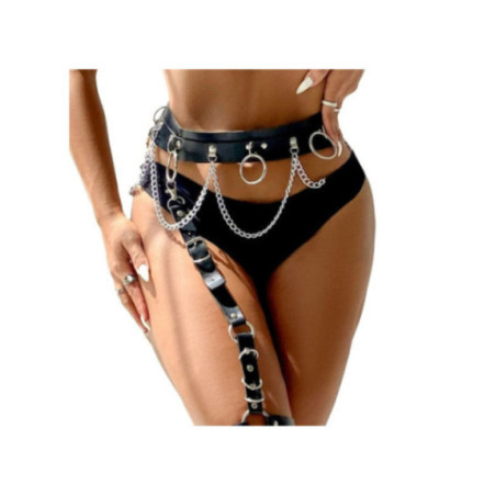 SUBBLIME - PETTORINA CINTURA E REGGETTIERE CON ANELLI E CATENA DETTAGLIO TAGLIA UNICA