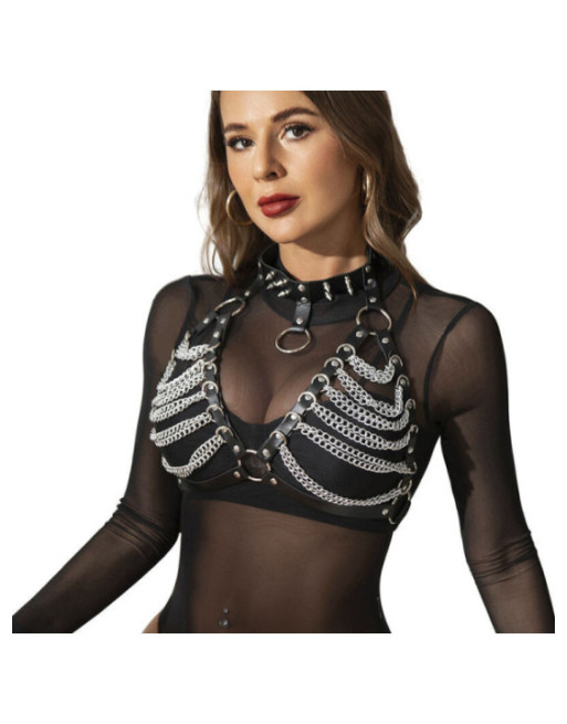 SUBBLIME - IMBRAGATURA REGGISENO E COLLANA CON CATENE TAGLIA UNICA