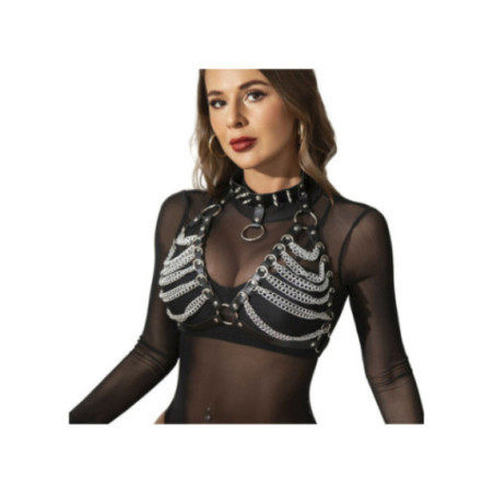 SUBBLIME - IMBRAGATURA REGGISENO E COLLANA CON CATENE TAGLIA UNICA