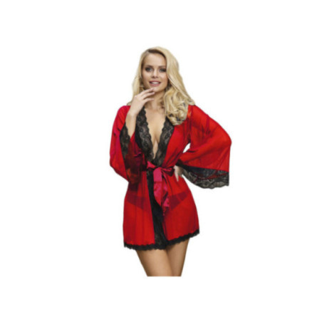 SUBBLIME - VESTAGLIA IN TESSUTO TRASPARENTE CON DETTAGLI IN PIZZO ROSSO S/M