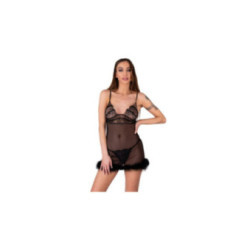 LIVCO CORSETTI FASHION - SET ZERUNAM BABYDOLL + PERIZOMA NERO