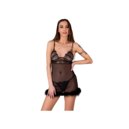 LIVCO CORSETTI FASHION - SET ZERUNAM BABYDOLL + PERIZOMA NERO