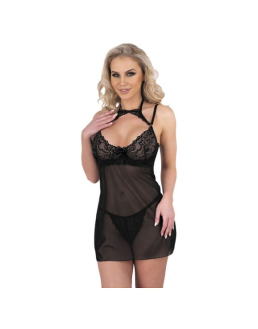 LIVCO CORSETTI FASHION - SET BINELLA BABYDOLL + PERIZOMA NERO