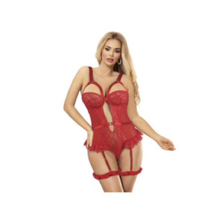 SUBBLIME - ORSACCHIOTTO CON GIARRETTIERA CON DETTAGLIO IN PIZZO E STRISCE ROSSO S/M