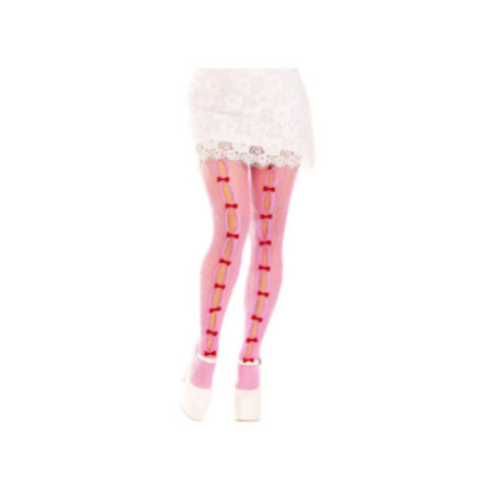 LEG AVENUE - CALZE CON APERTURE CUORE E FIOCCHI ROSA