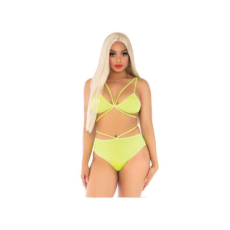 LEG AVENUE - TOP E SLIP GIALLI CON SPALLINE