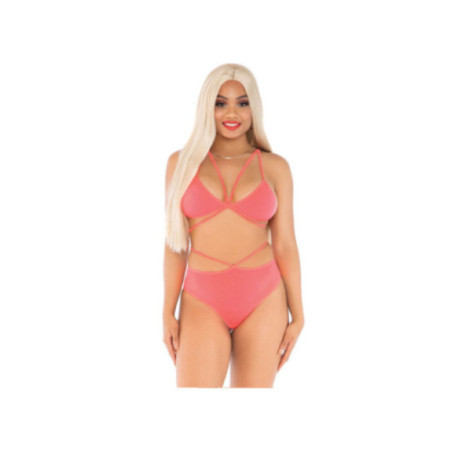 LEG AVENUE - TOP E SLIP CORALLO CON SPALLINE