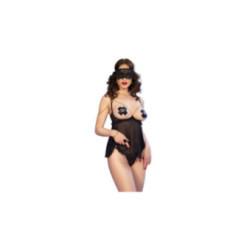 CHILIROSE - CR 4715 SET BABYDOLL QUATTRO PEZZI NERO XL