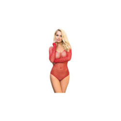 SUBBLIME - 952303 BODY LUCIDO CON SPALLE SCOPERTE MANICA LUNGA ROSSO TAGLIA UNICA