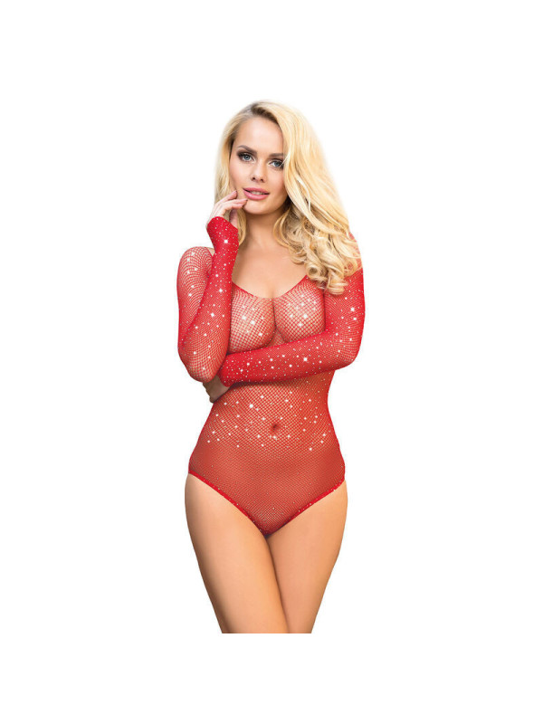 SUBBLIME - 952303 BODY LUCIDO CON SPALLE SCOPERTE MANICA LUNGA ROSSO TAGLIA UNICA