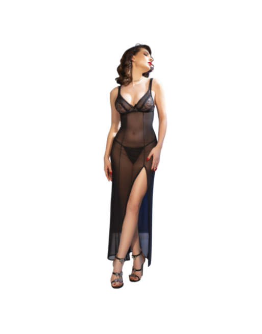 CHILIROSE - CR 4723 BABYDOLL LUNGO E PERIZOMA NERO XL
