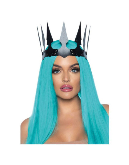 LEG AVENUE - CORONA MALEFICENT IN PELLE SINTETICA CON BORCHIE NERA